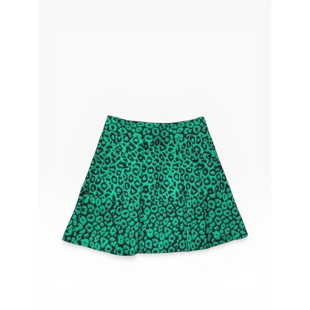 Banana Republic Skirt Womens 0 Petite High Waisted Green Leopard Jacquard Print